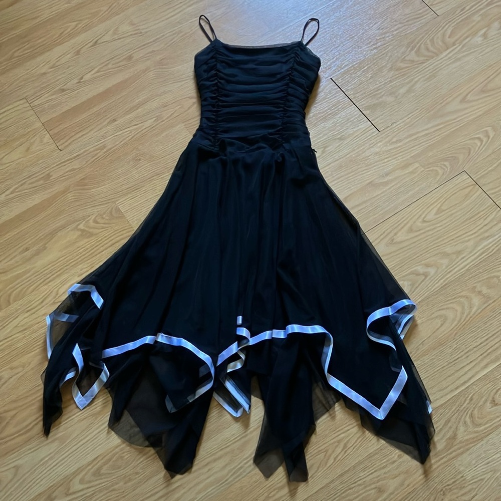 Black Asymmetrical Ruched Sundress for Prom